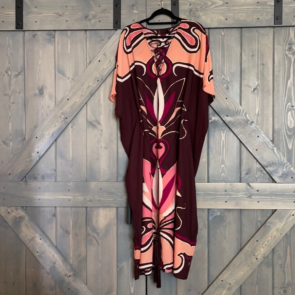 H&M Multicolored Kaftan with chest lace up & belt